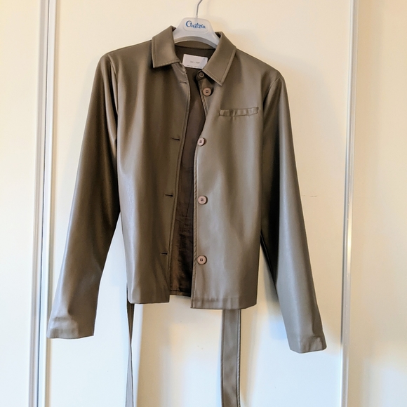Vegan Leather Shirt Jacket - Picture 2 of 6